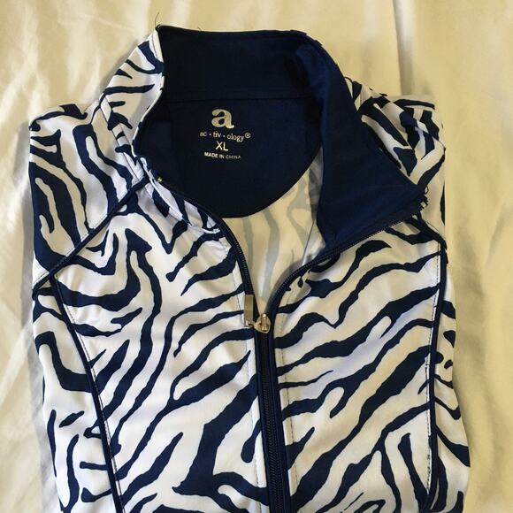 a ac-tiv-ology XL navy & white full zip yoga - Picture 3 of 10